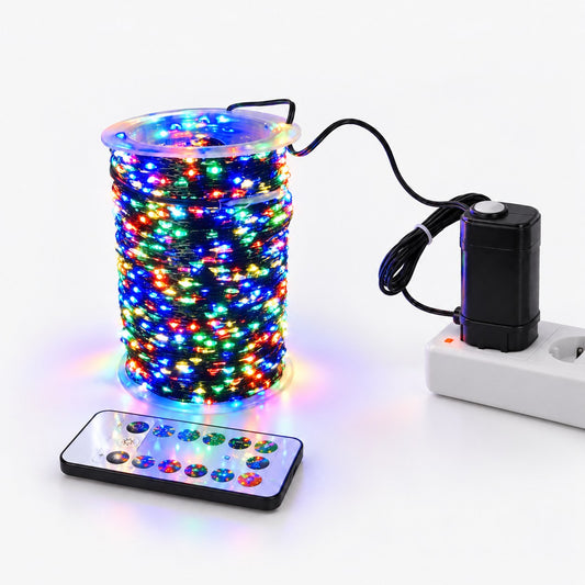 Guirnalda LED multicolor con mando y adaptador