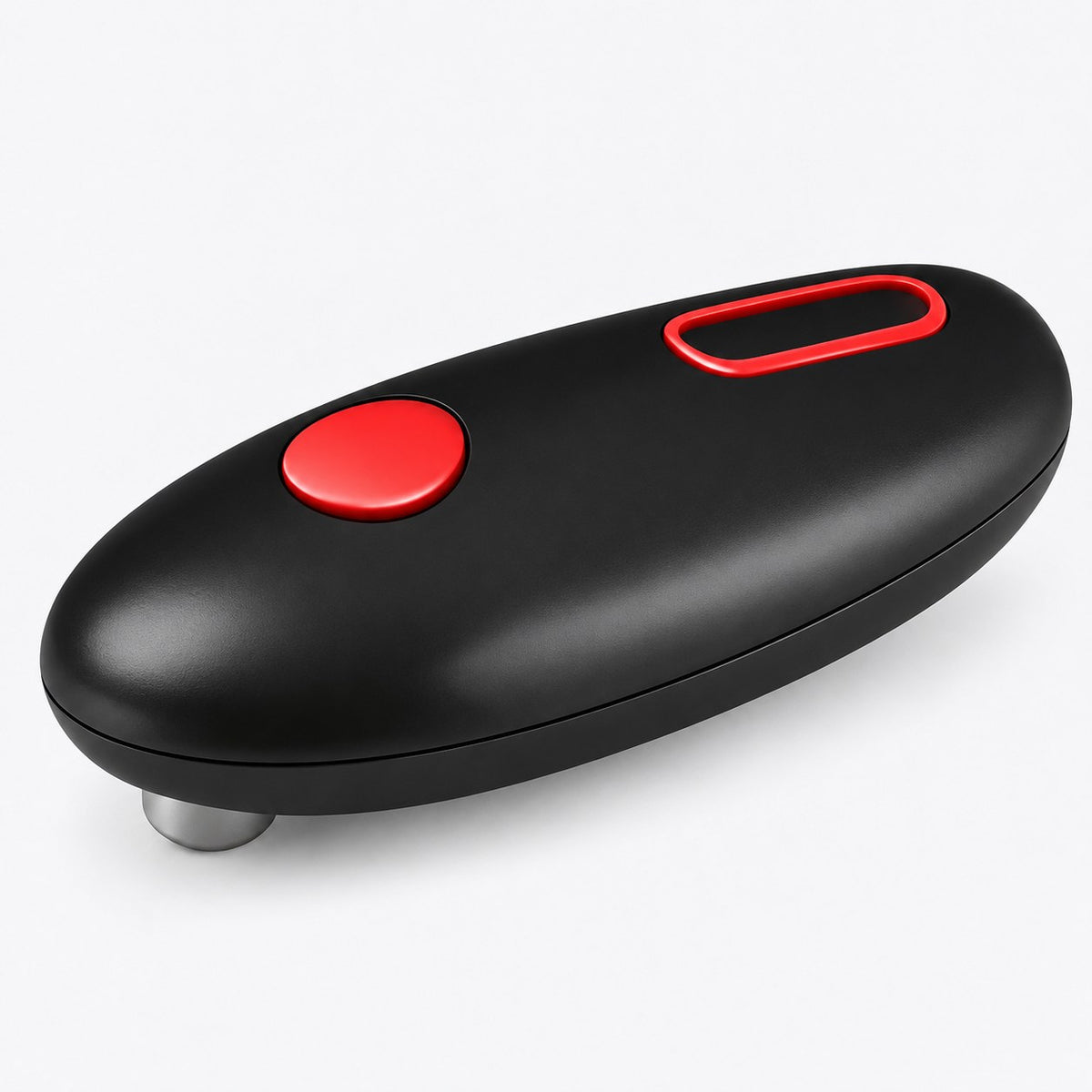 Gadget oval negro con acentos rojos