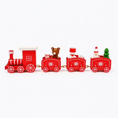 Tren navideño de juguete de madera