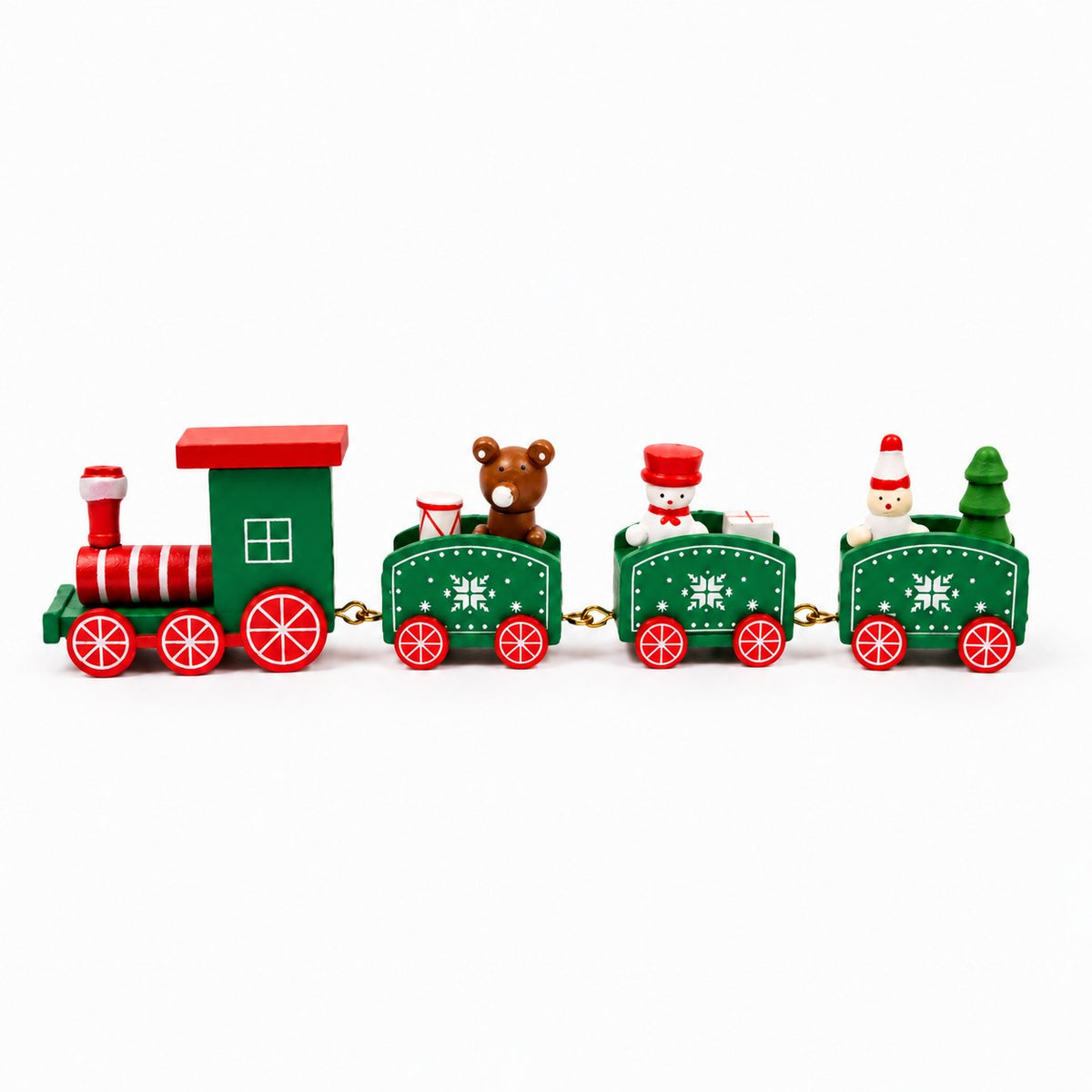 Tren de Juguete Navideño de Madera