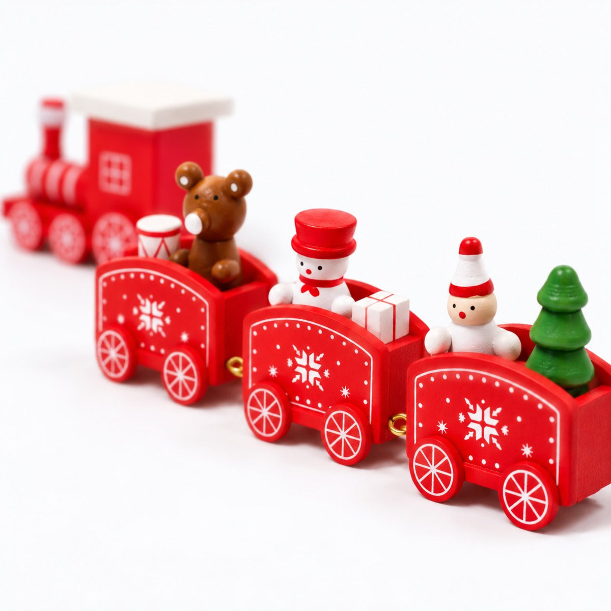 Tren navideño de juguetes de madera