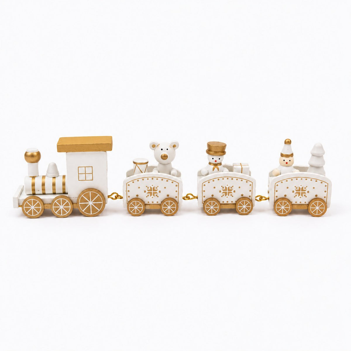 Tren navideño de madera decorativo