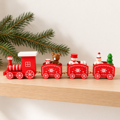 Tren navideño de madera en miniatura copia