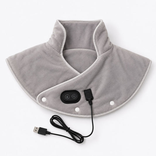 Calentador de cuello gris con cable USB