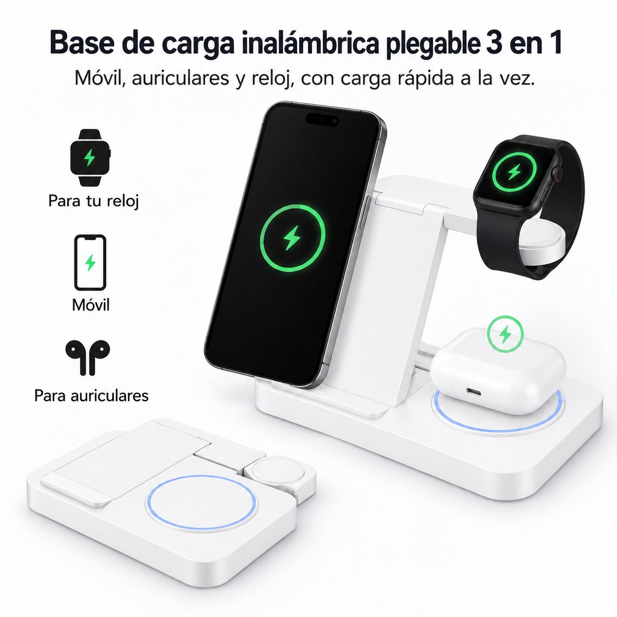 Base de carga inalámbrica 3 en 1