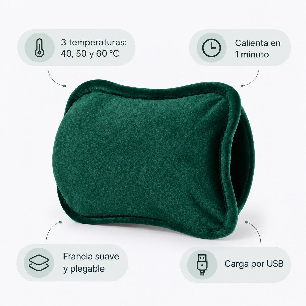 Calentador de Manos Verde con Funciones