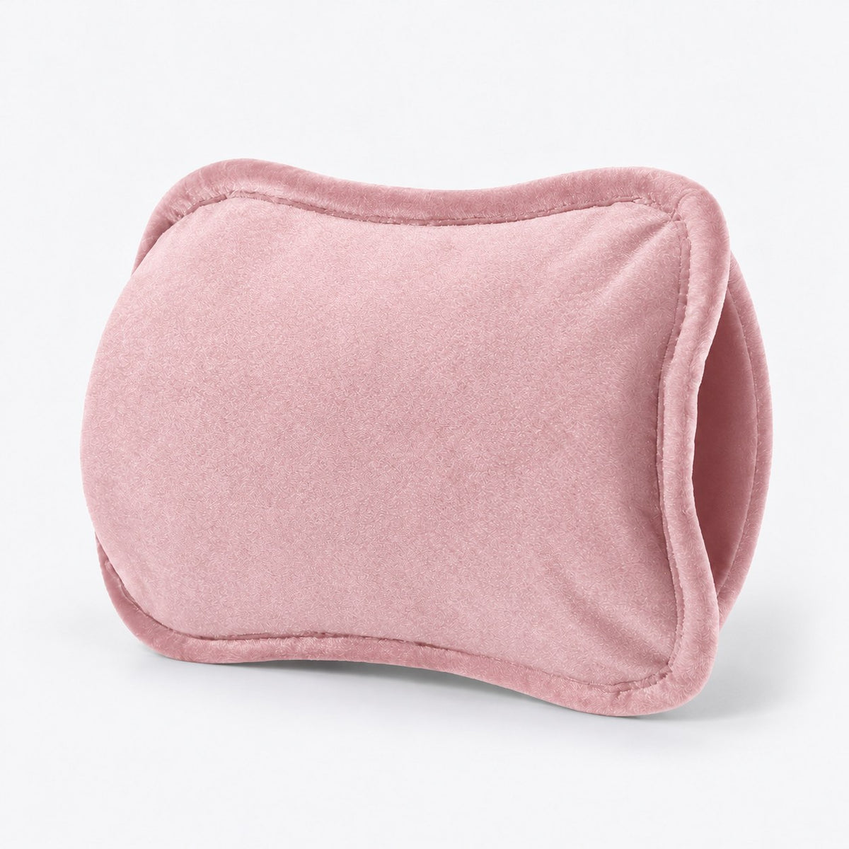 Cojín de terciopelo rosa con abertura curvada