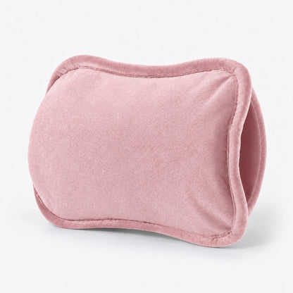 Cojín de terciopelo rosa con abertura curvada