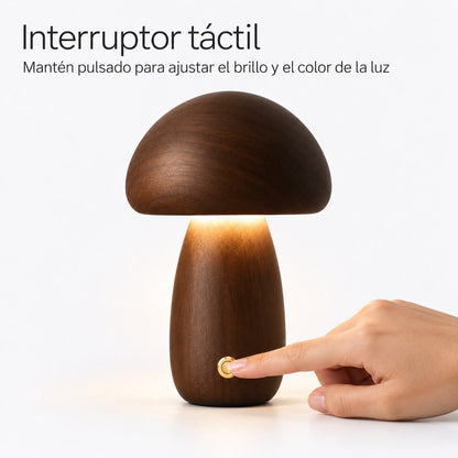Lámpara de madera con interruptor táctil