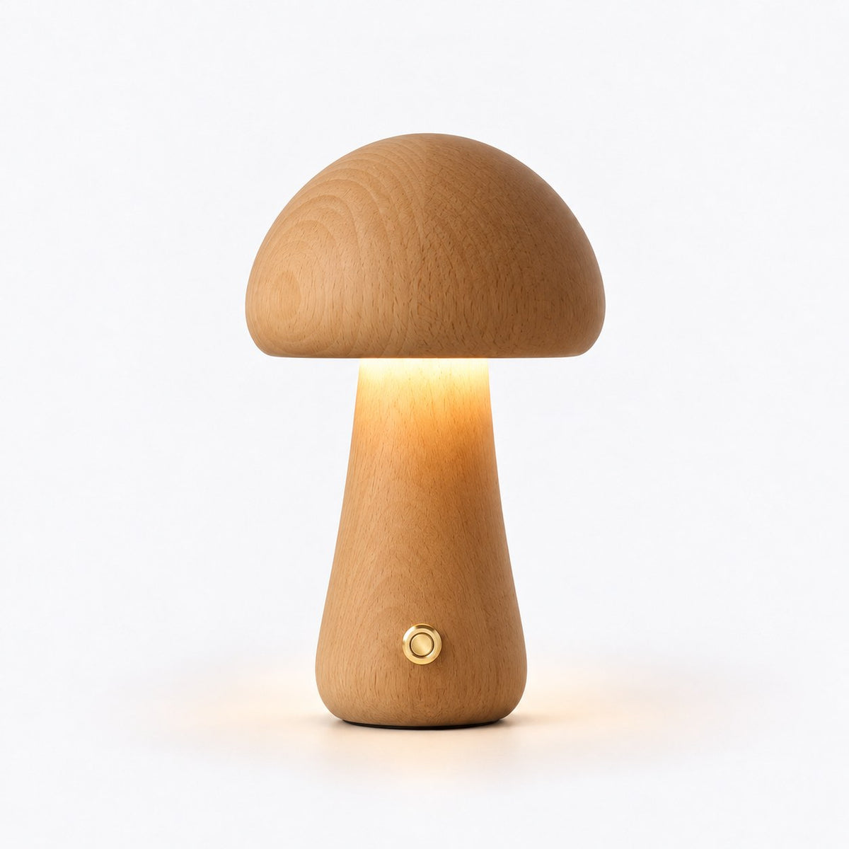 Lámpara seta de madera iluminada