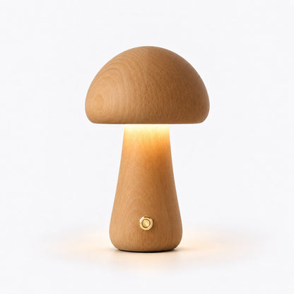 Lámpara seta de madera iluminada