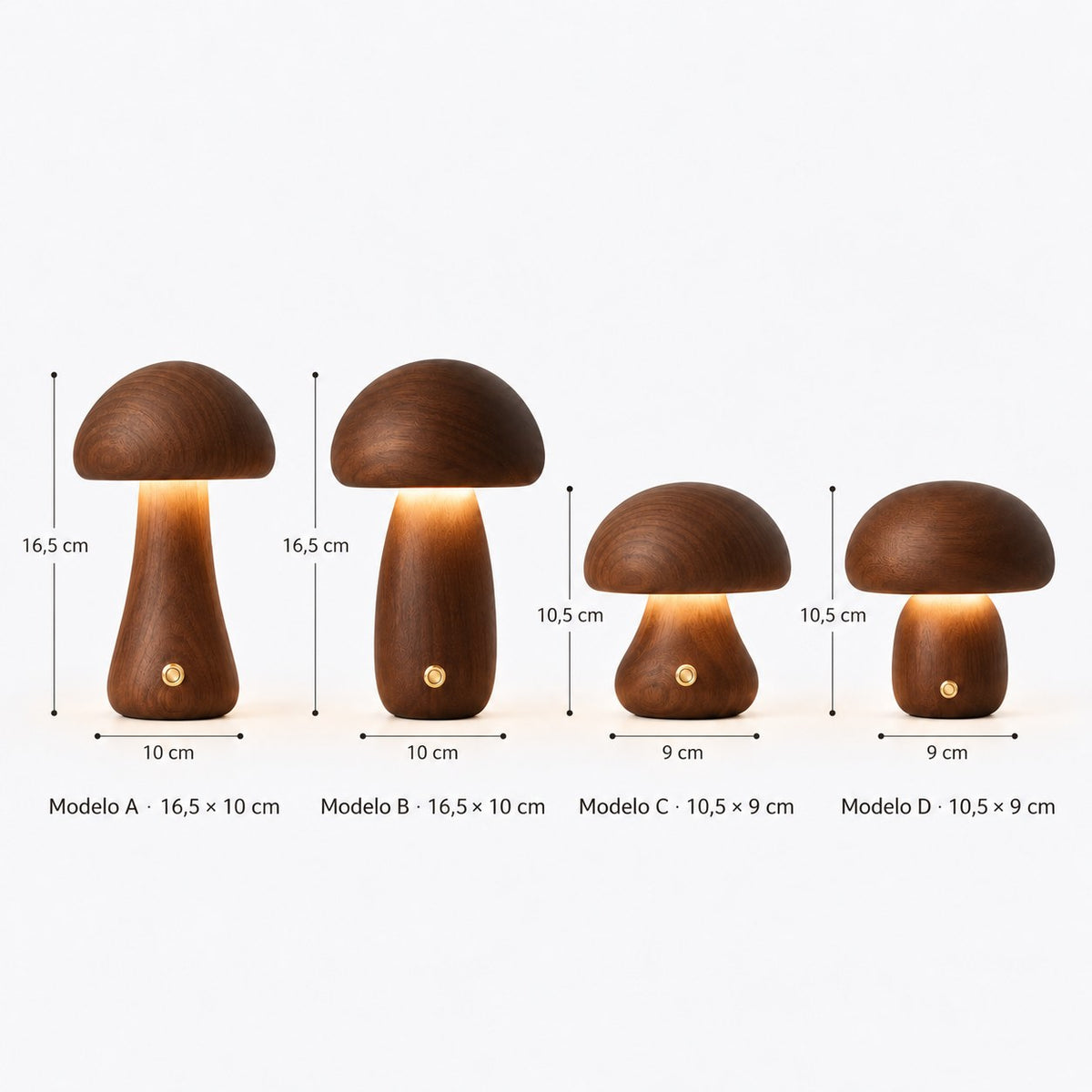 Infografía de lámparas hongo de madera