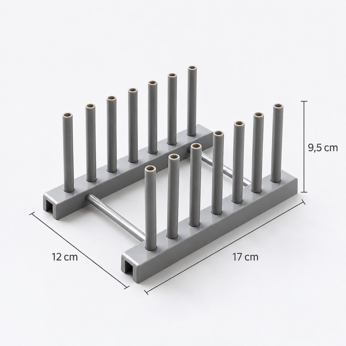 Organizador gris con medidas
