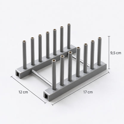 Organizador gris con medidas