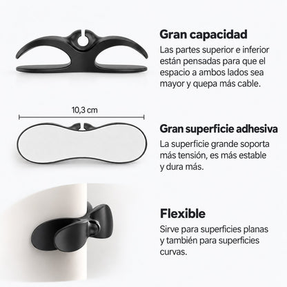 Organizador de cables flexible y adhesivo