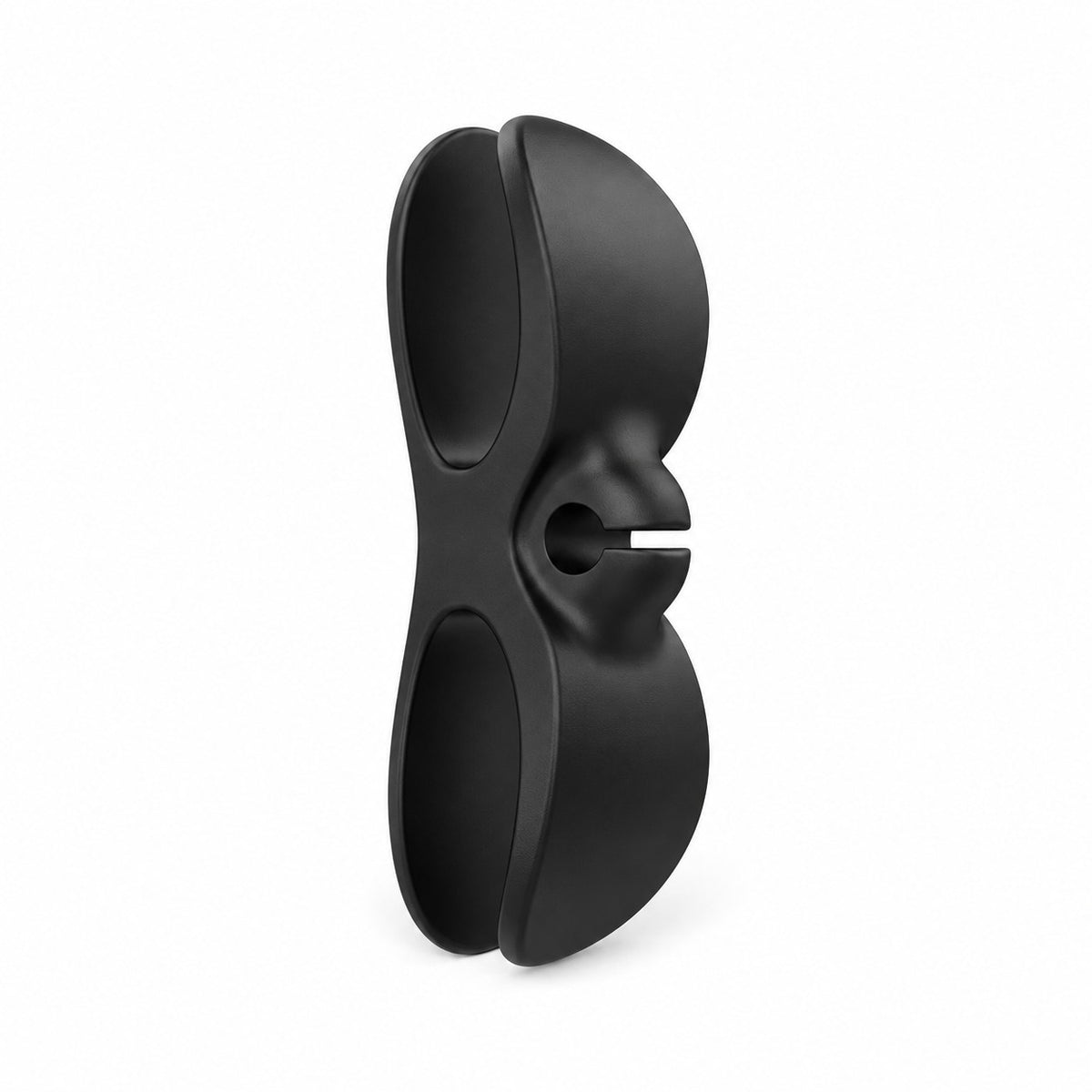 Organizador de cables negro en figura ocho