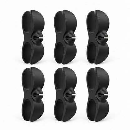 Seis clips negros sobre blanco
