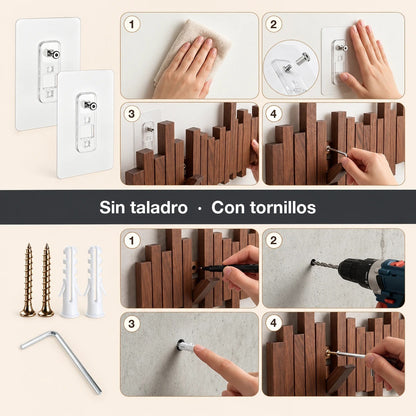 Instalación del perchero: sin taladro o con tornillos