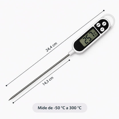 Termómetro digital con medidas y rango térmico
